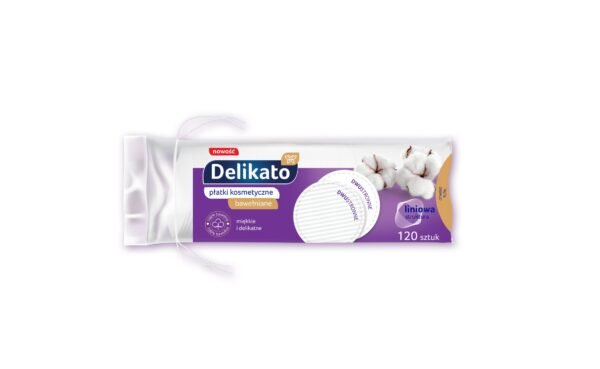 Płatki kosmetyczne bawełniane Delikato 120 szt – delikatne waciki do demakijażu