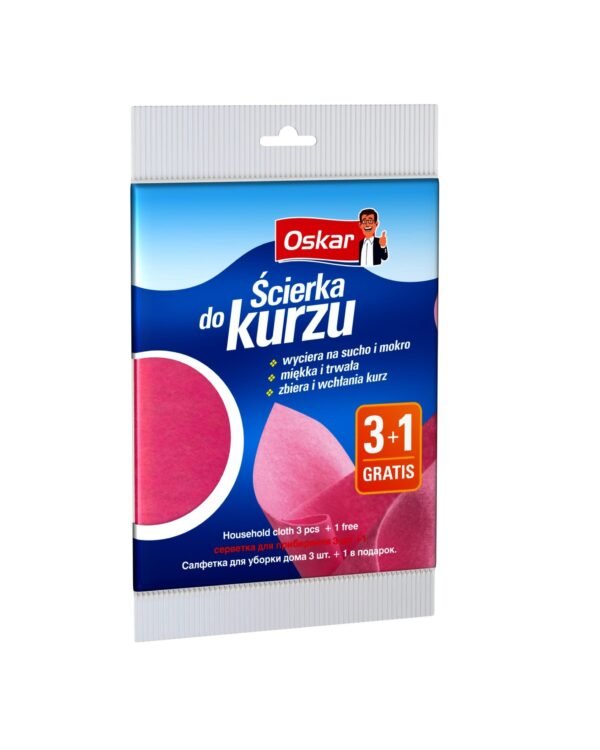 Ściereczka do kurzu Oskar 3+1 szt. – miękka mikrofibra do usuwania kurzu