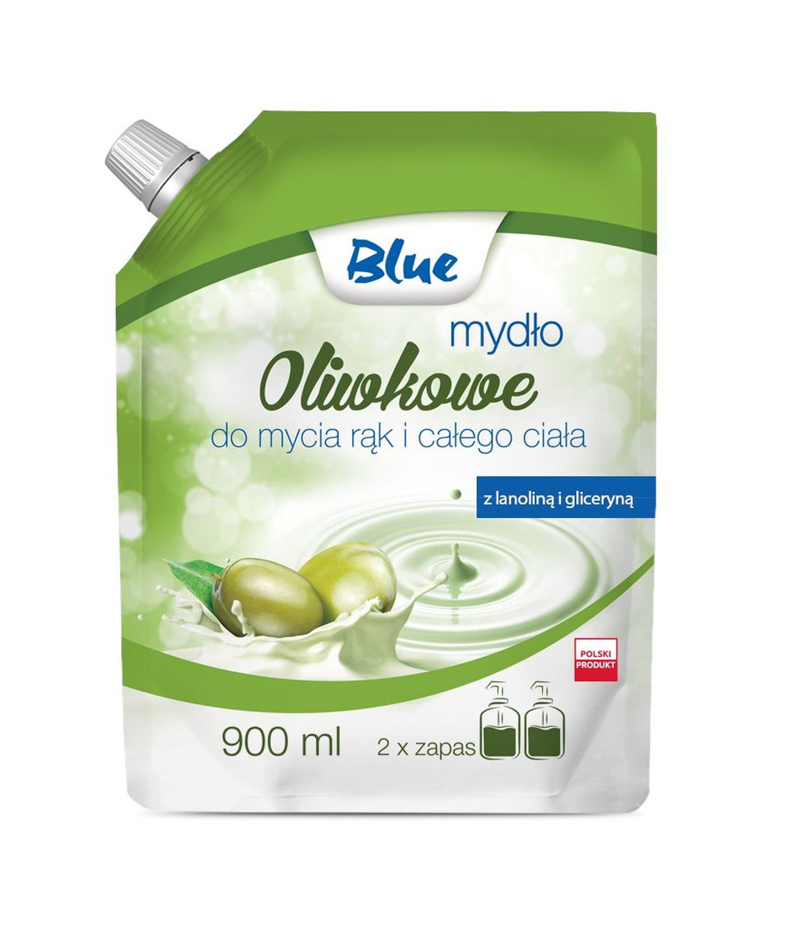 Mydło w płynie Blue Oliwkowe 900 ml – delikatne, odżywcze mydło z oliwą z oliwek