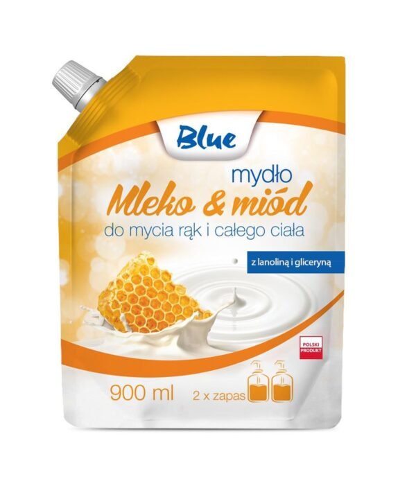 Mydło w płynie Blue Mleko i Miód 900 ml – delikatne, odżywcze mydło z ekstraktami mleka i miodu
