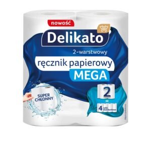 Ręcznik papierowy Delikato Mega 2 rolki – superchłonny i wytrzymały do kuchni i łazienki