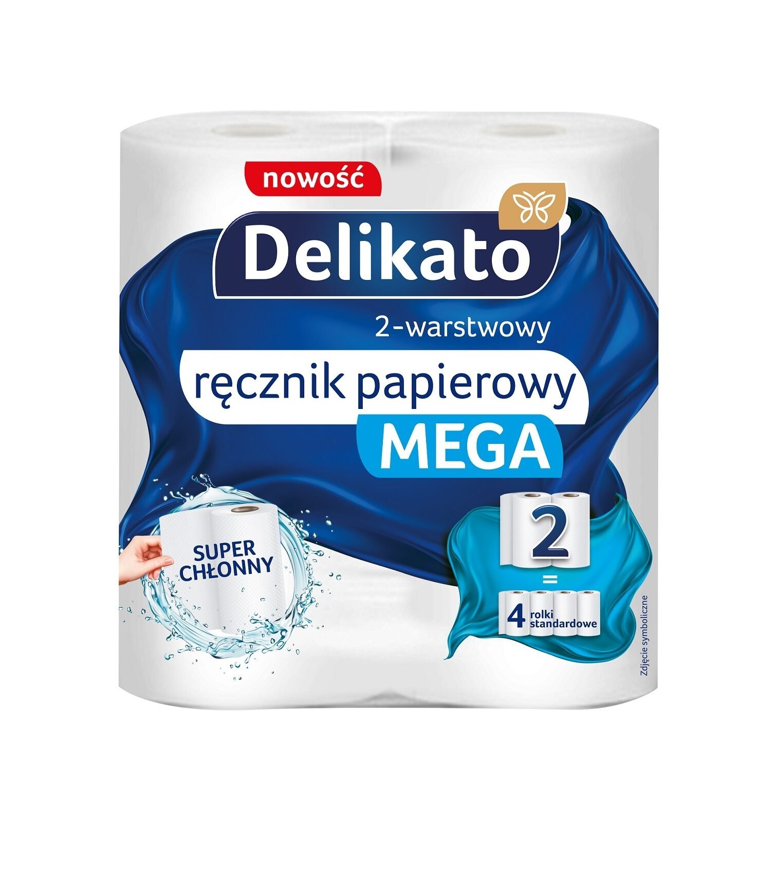 Ręcznik papierowy Delikato Mega 2 rolki – superchłonny i wytrzymały do kuchni i łazienki