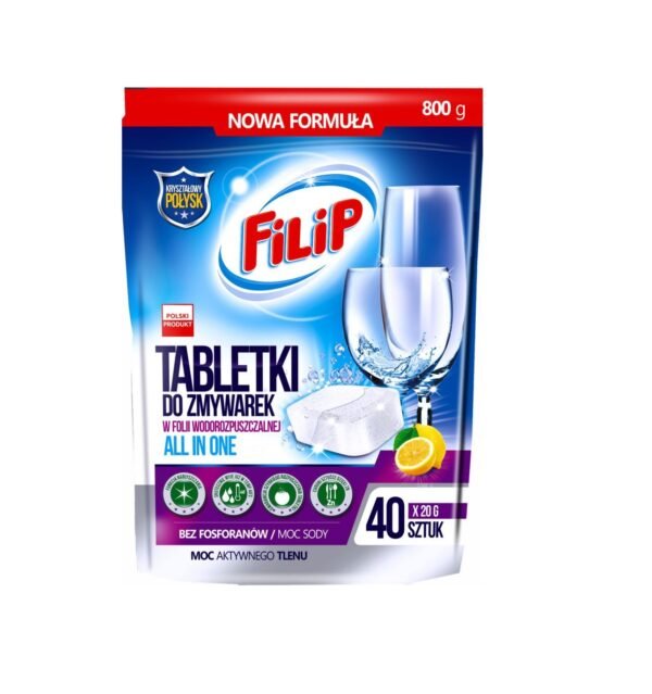 Filip tabletki do zmywarki All in One 40 szt. – kompleksowe czyszczenie i nabłyszczanie