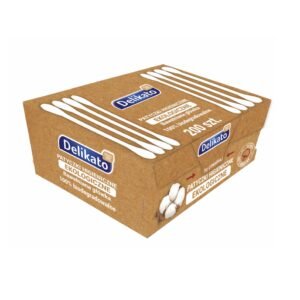 Patyczki higieniczne Delikato 200 szt. – delikatne końcówki bawełniane na wytrzymałej pałeczce