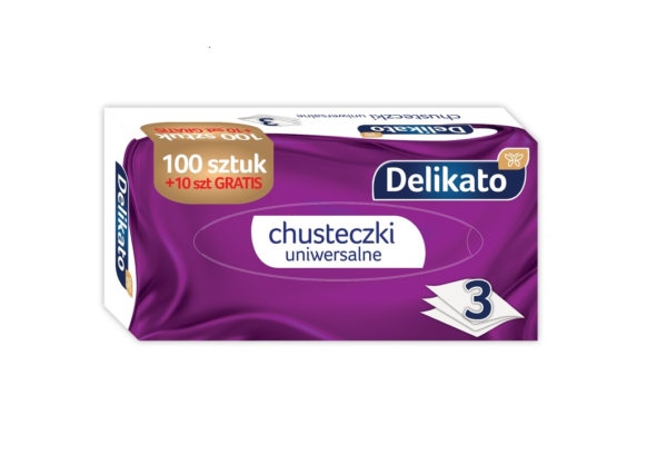 Chusteczki higieniczne w kartonie, białe, 3-warstwowe, 100+10 szt.