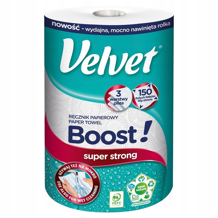 Ręcznik papierowy Velvet Boost 3-warstwowy 1 sztuka superchłonny