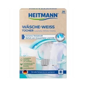 Heitmann chusteczki przywracające biel 20 szt. – usuwają żółknięcie i odświeżają białe tkaniny