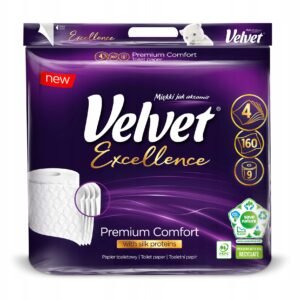 Papier toaletowy biały Velvet Excellence premium 9 rolek