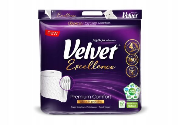 Papier toaletowy biały Velvet Excellence premium 9 rolek