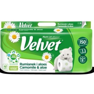 Papier toaletowy Velvet – 8 rolek, zapachowy rumianek & aloes